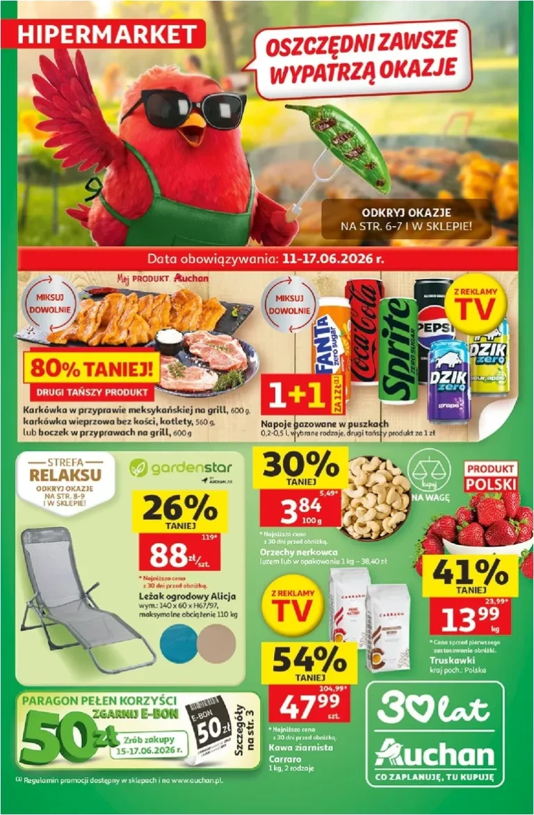 Nejnovější Hipermarket Auchan Polsko leták platný od 11.06.2026 ⭐ - strana 1