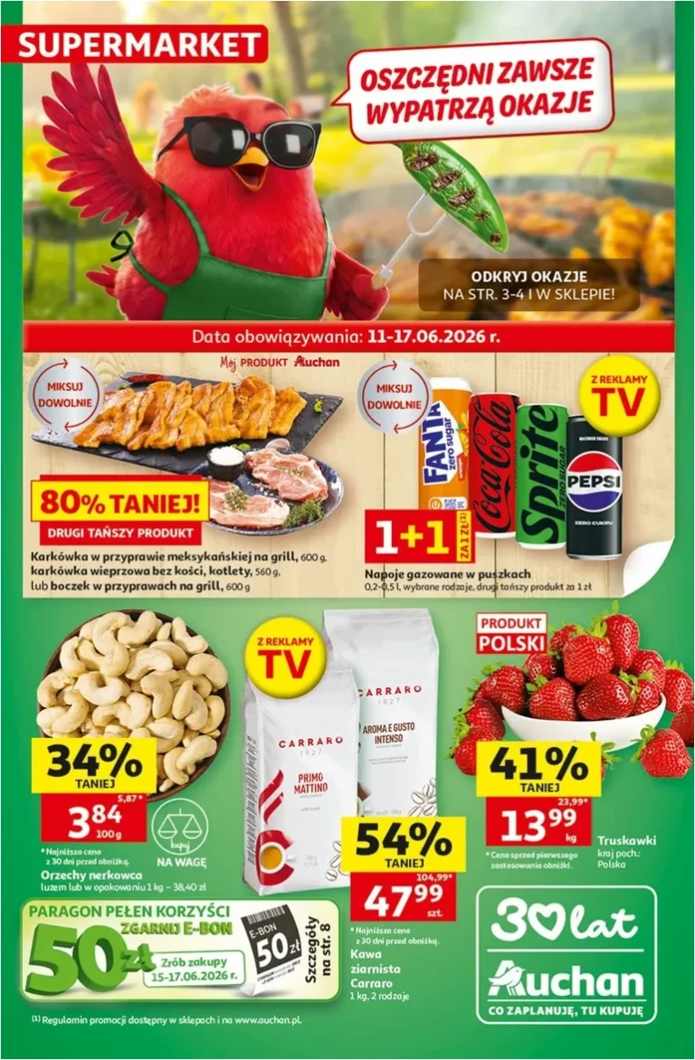 Nejnovější Supermarket Auchan Polsko leták platný od 11.06.2026 ⭐ - strana 1