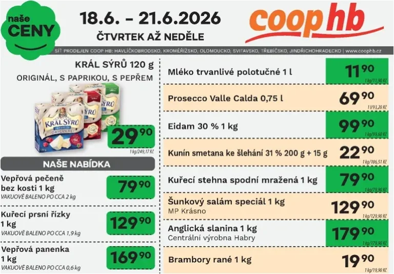 Akční leták Coop HB – Naše ceny platný od 18.06.2026 - strana 1