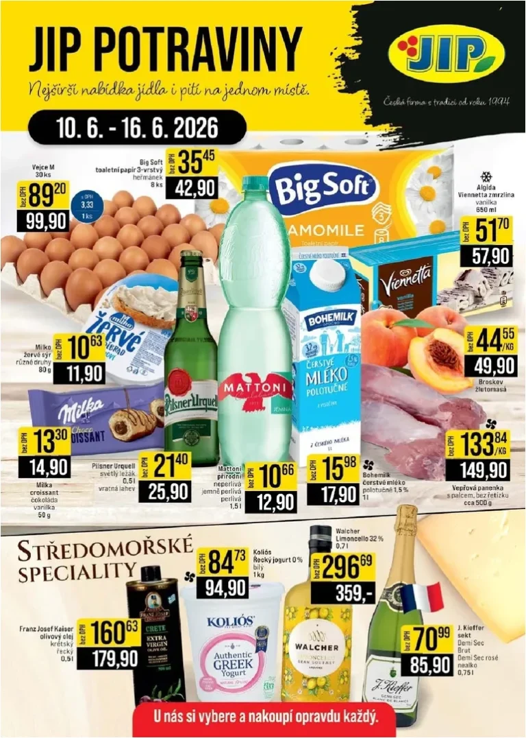 Nejnovější JIP – České Budějovice, Most, Svoboda nad Úpou, Náchod, Sušice leták platný od 10.06.2026 ⭐ - strana 1