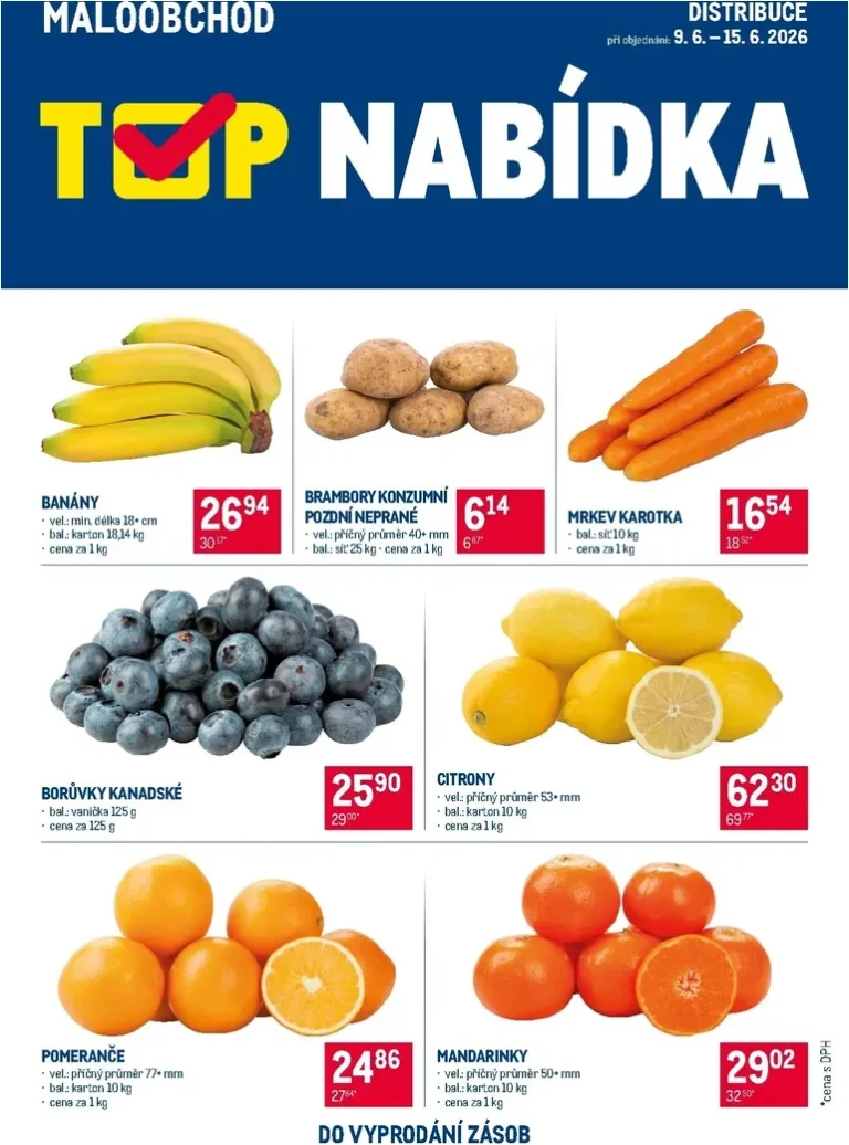 Akční leták Makro – TOP ovoce a zelenina – Distribuce Maloobchod platný od 09.06.2026 - strana 1