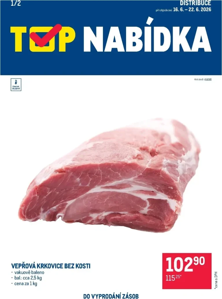 Akční leták Makro – TOP nabídka masa distribuce platný od 16.06.2026 - strana 1