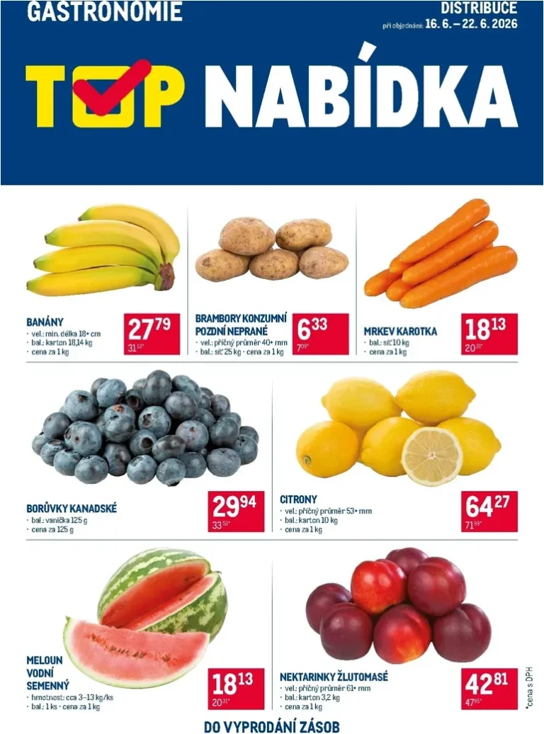 Akční leták Makro – TOP ovoce a zelenina – Distribuce Gastronomie platný od 16.06.2026 - strana 1