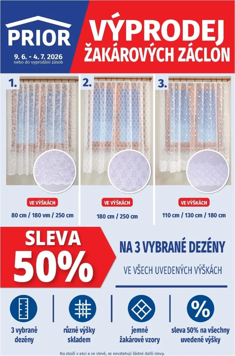 Akční leták Prior – Záclony platný od 09.06.2026 - strana 1